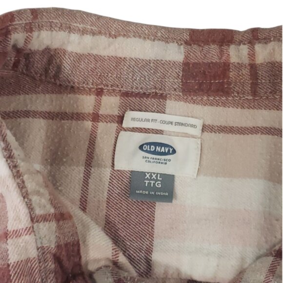 Upcycled Distressed Flannel with "Empire Records" Embroidered Patch XXL - Picture 5 of 7